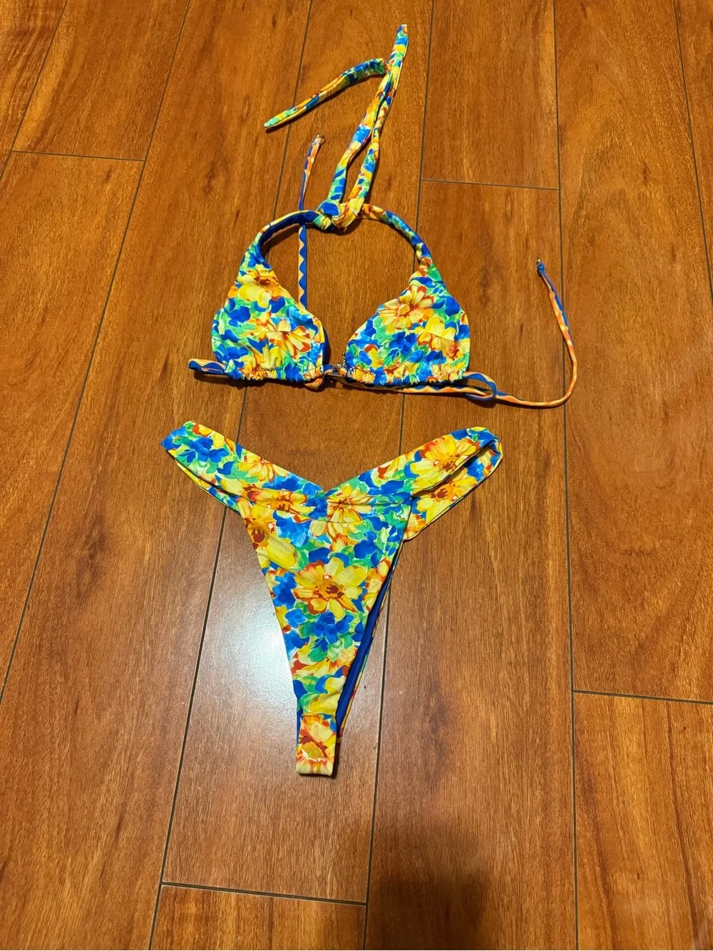 Bydee Bright Floral women’s Two-Piece Bikini in Yellow and Blue